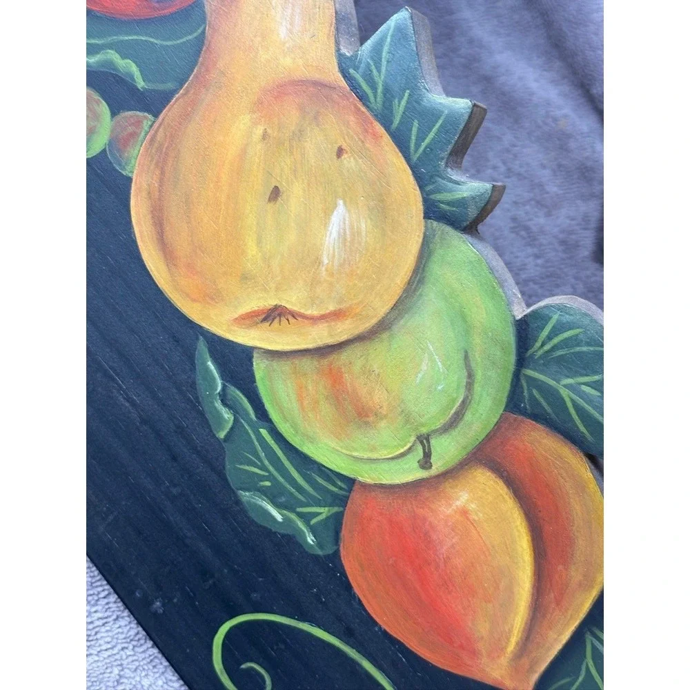 Vtg Hand Painted Fruit Wall Plaque 33.5